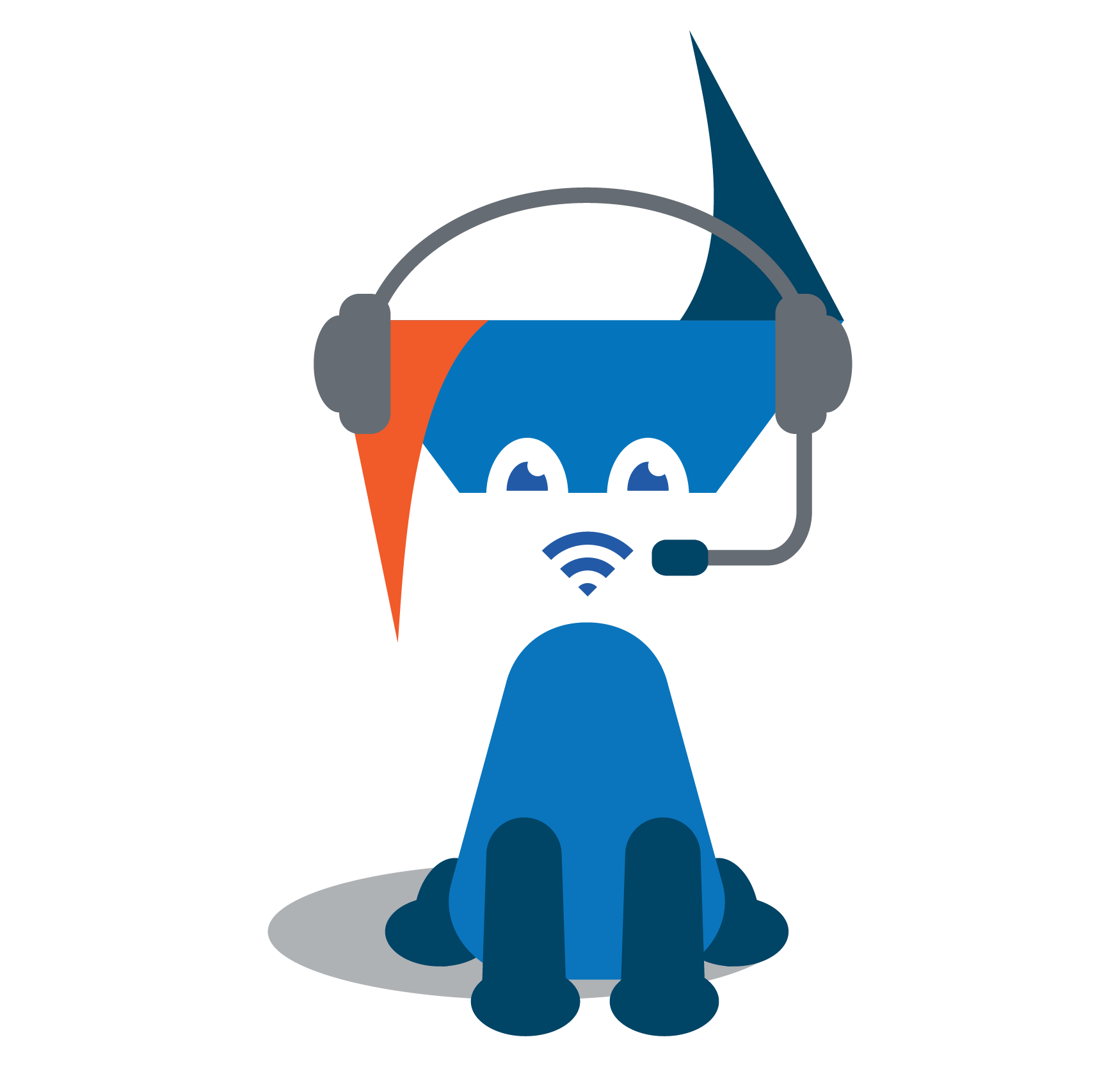 bent ear tech dog logo with a tech support headset on